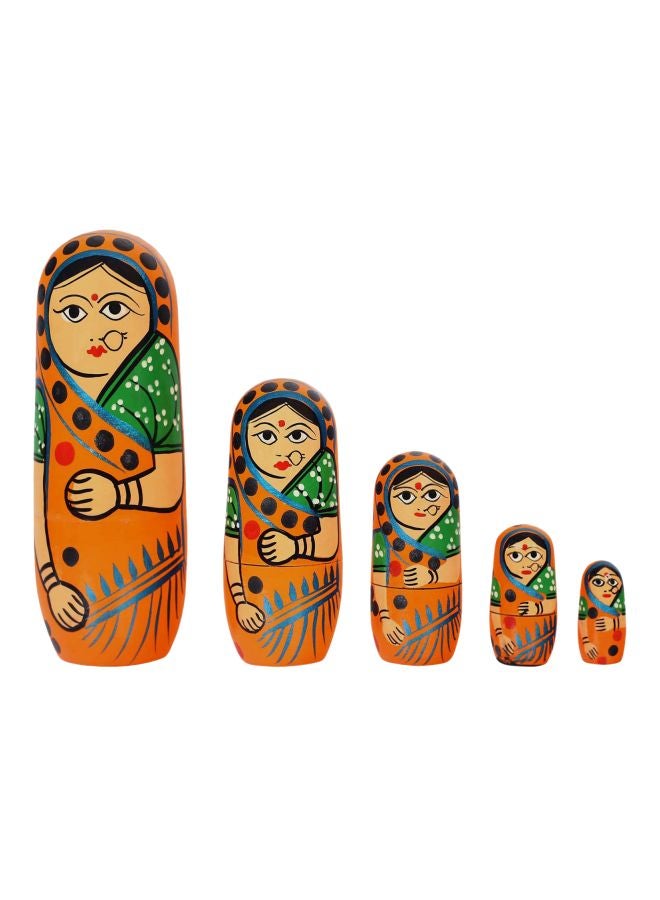 Fine Craft India 5-Piece Hand Painted Wooden Matryoshka Doll Set - Image 1
