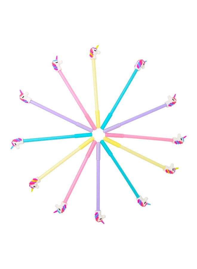 Generic - 12-Piece Unicorn Gel Pen Set Yellow/Pink/Green - Image 1