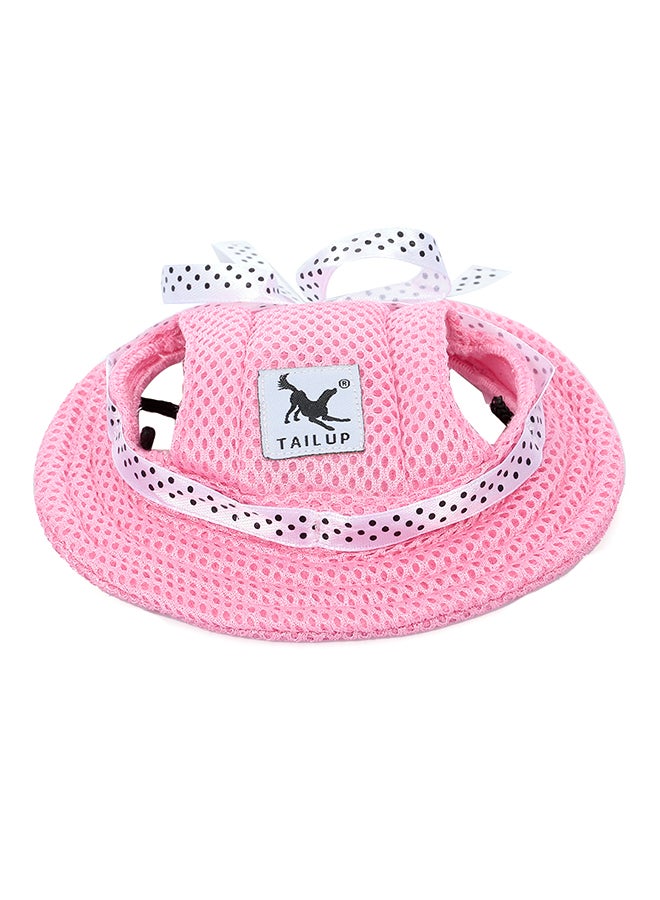 Round Brim Dog Hat Mesh Prorous Sun Cap Pink M - Image 1