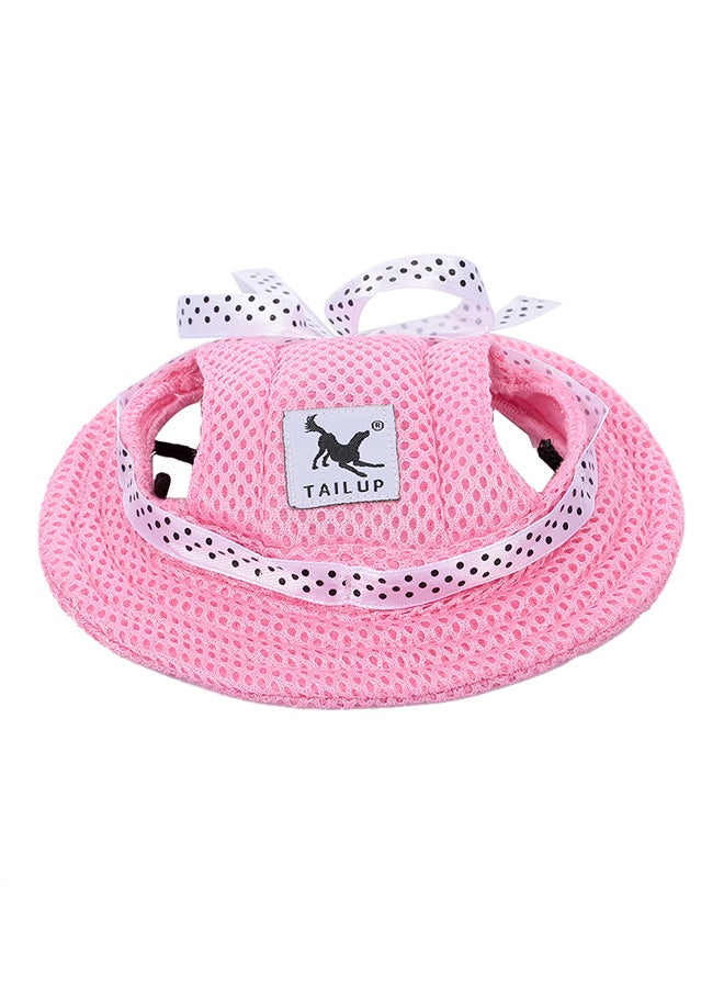 Round Brim Dog Hat Mesh Prorous Sun Cap Pink S - Image 1