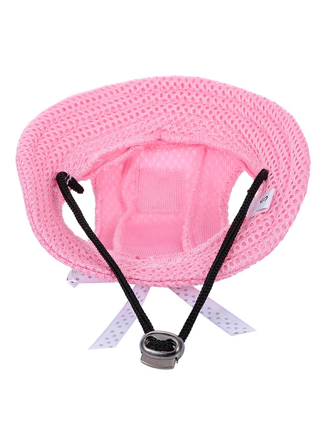 Round Brim Dog Hat Mesh Prorous Sun Cap Pink S - Image 2