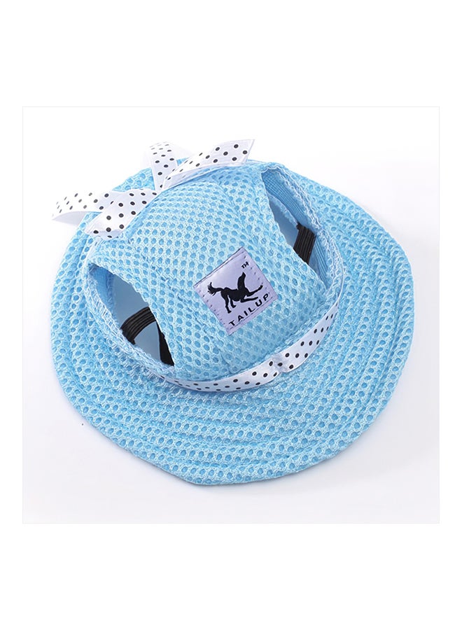 Round Brim Dog Hat Mesh Prorous Sun Cap Blue S - Image 2