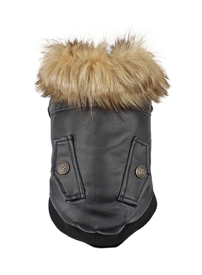 Pet Dog Winter Warm Puppy Jacket Black/Brown 15.00x5.00x15.00cm