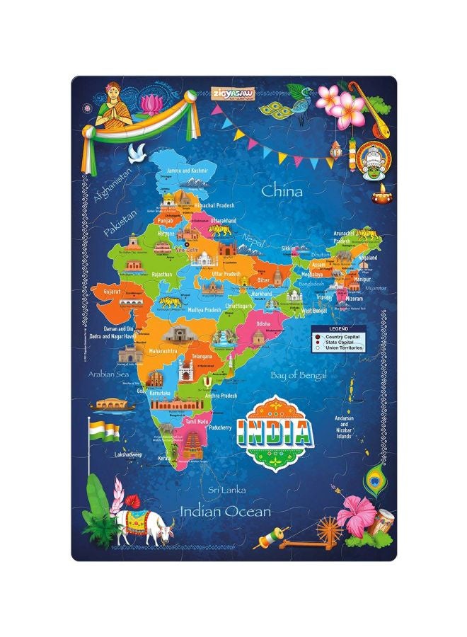 زجياساو مجموعة أحجية قطع تركيب بتصميم أرضية الهند الضخمة الرائعة مكونة من 54 قطعة طراز India3X2US - Image 1