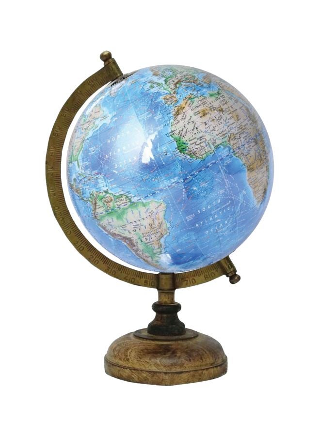 Globeskart Wooden Base Educational Laminated Physical Antique World Globe 8inch