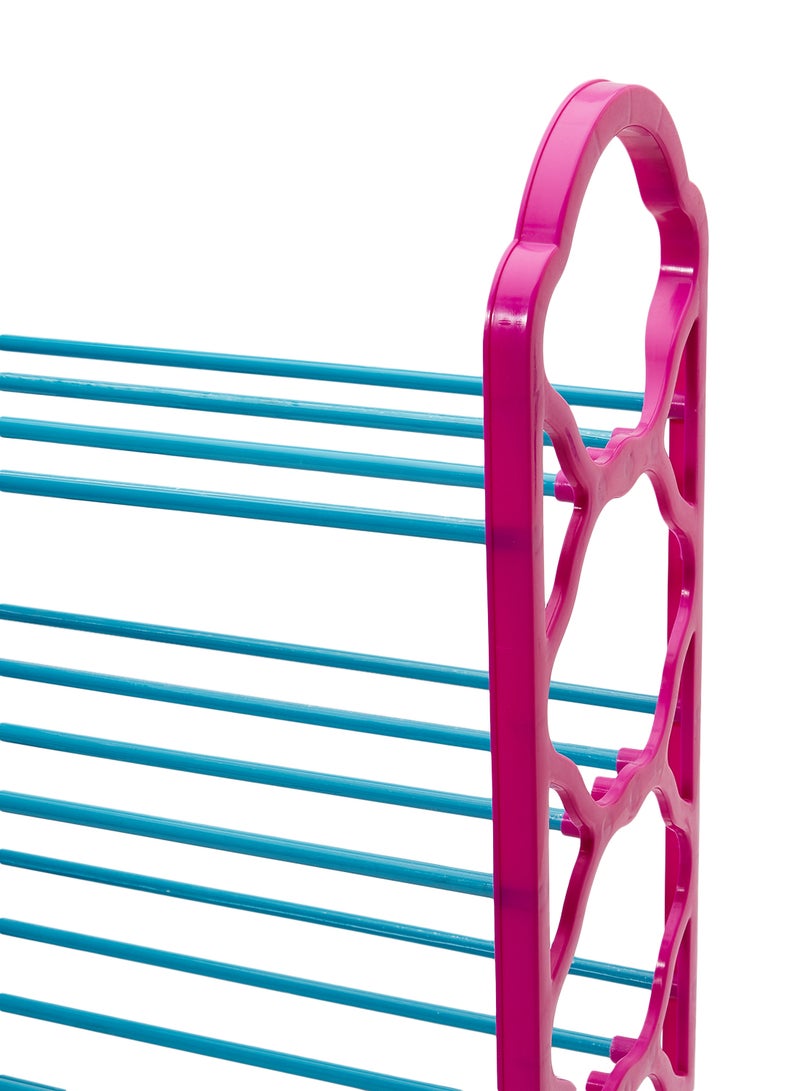 دي بلو حامل أحذية قابل للتكديس مكون من 4 أرفف وردي/أزرق 55x50x7.9سم - Image 3