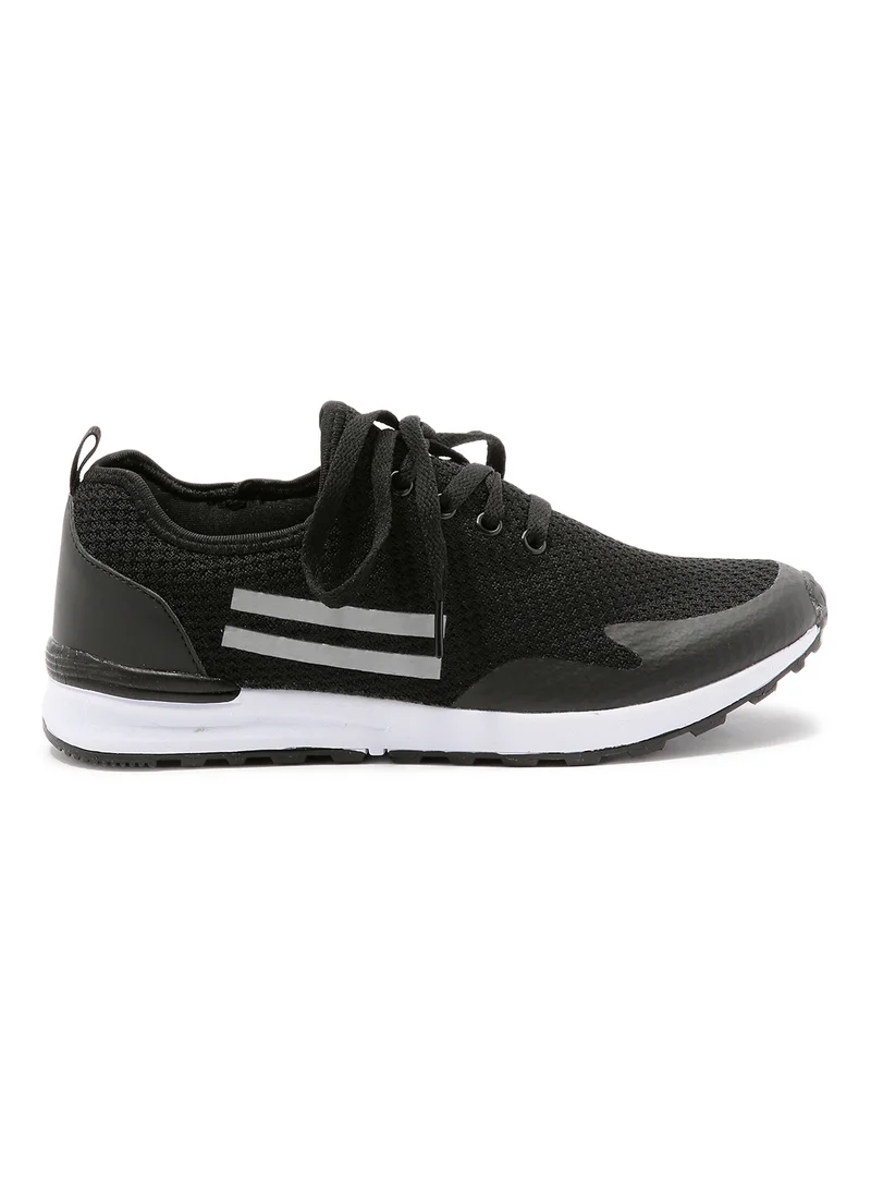 BRAVE SOUL Reflective Side Striped Trainers Black