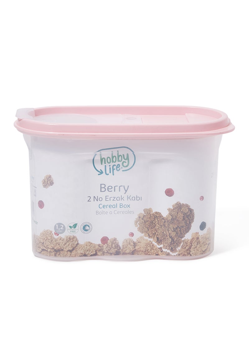 هوبي لايف علبة بيري لحفظ حبوب الإفطار وردي ناعم - Image 1