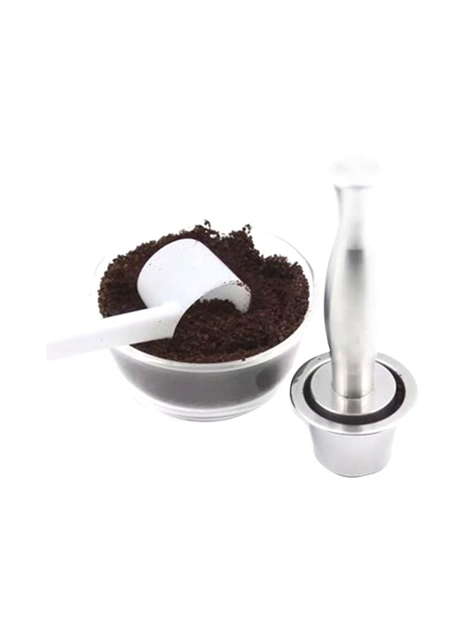 Press coffee Tamper Refillable Coffee Capsules Silver 15centimeter - Image 1