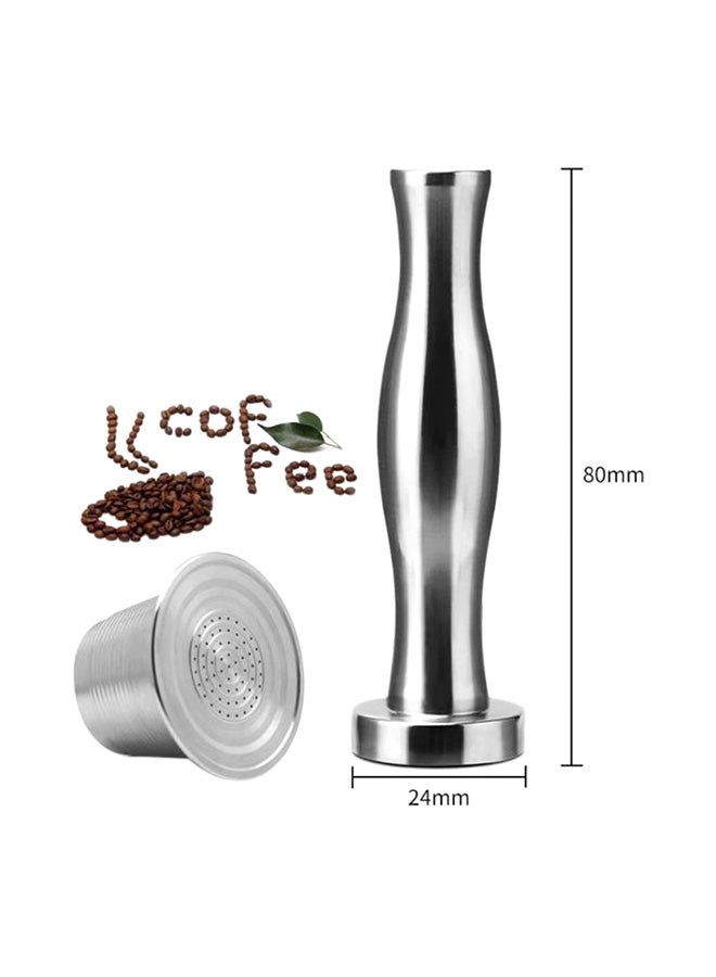 Press coffee Tamper Refillable Coffee Capsules Silver 15centimeter - Image 2