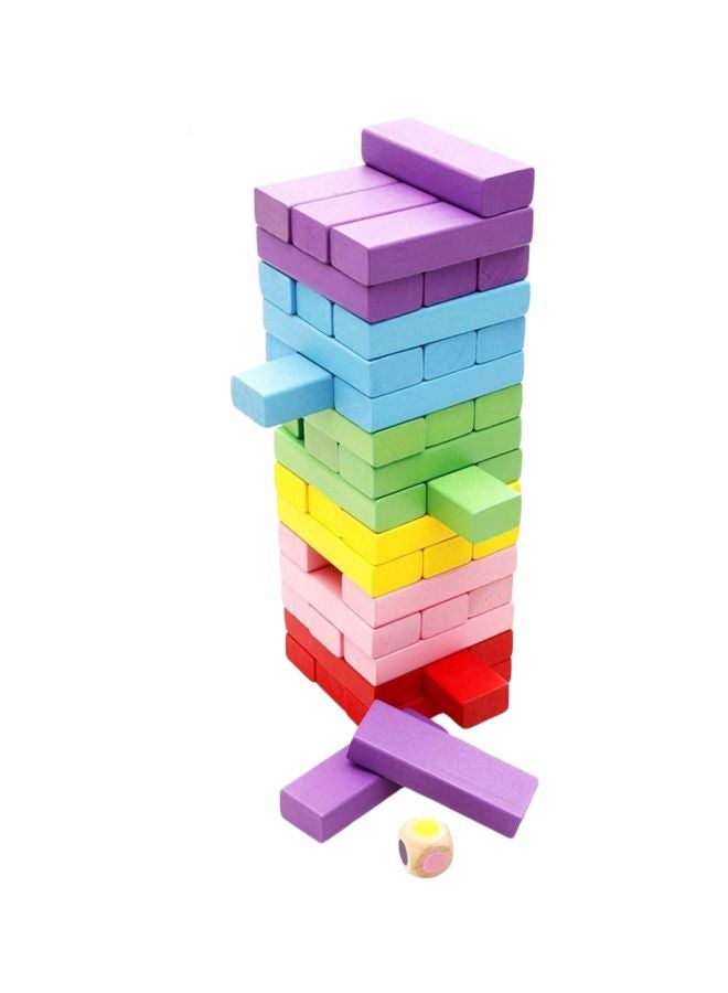 48-Piece Wooden Tumbling Tower Building Block Set 24cm