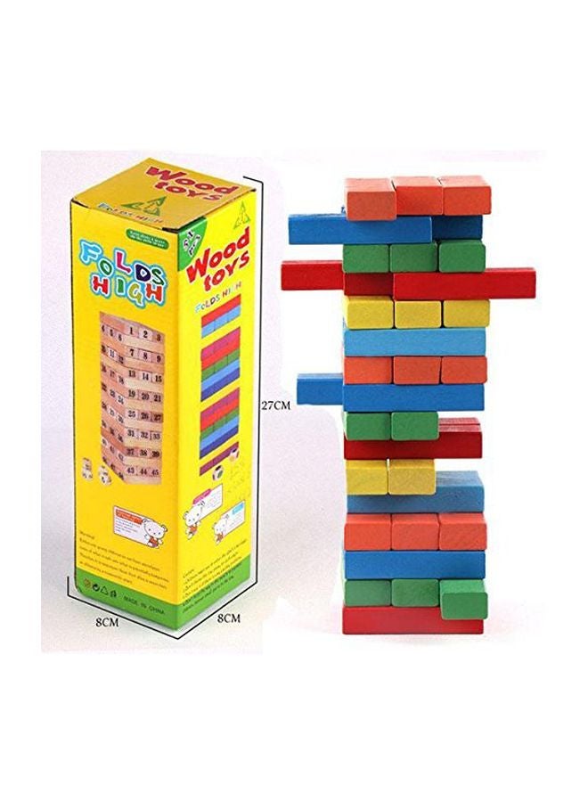 48-Piece Wooden Tumbling Tower Building Block Set 24cm