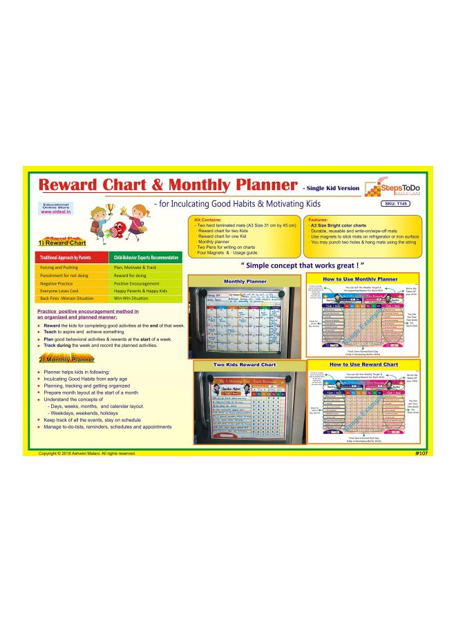 Kutuhal 4-Piece Reward Chart And Monthly Planner Toy T10  - Image 1