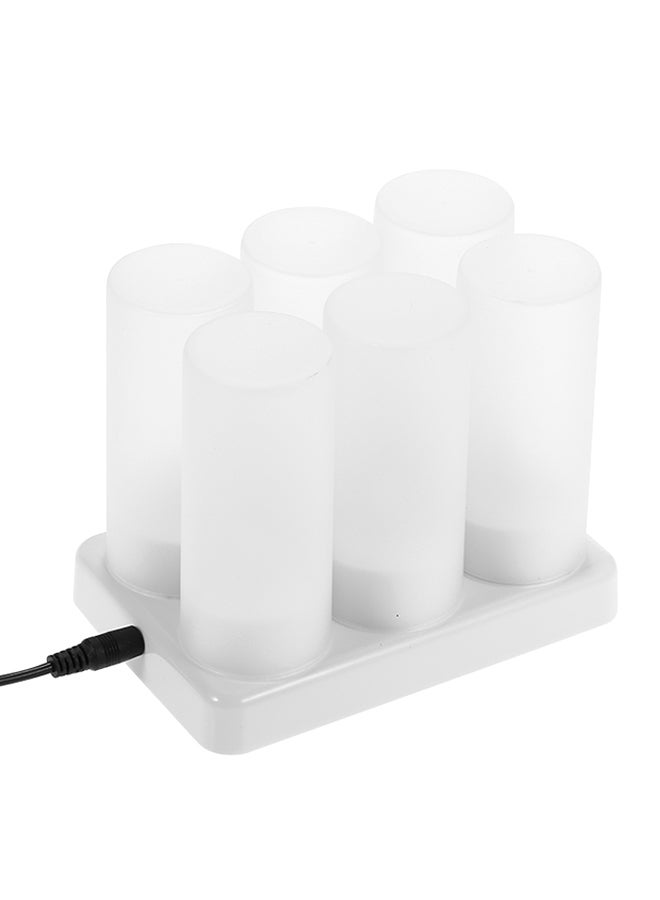 6-Piece Rechargeable LED Tealight Candles With Charging Base White 18.8x10x12.7centimeter - Image 1