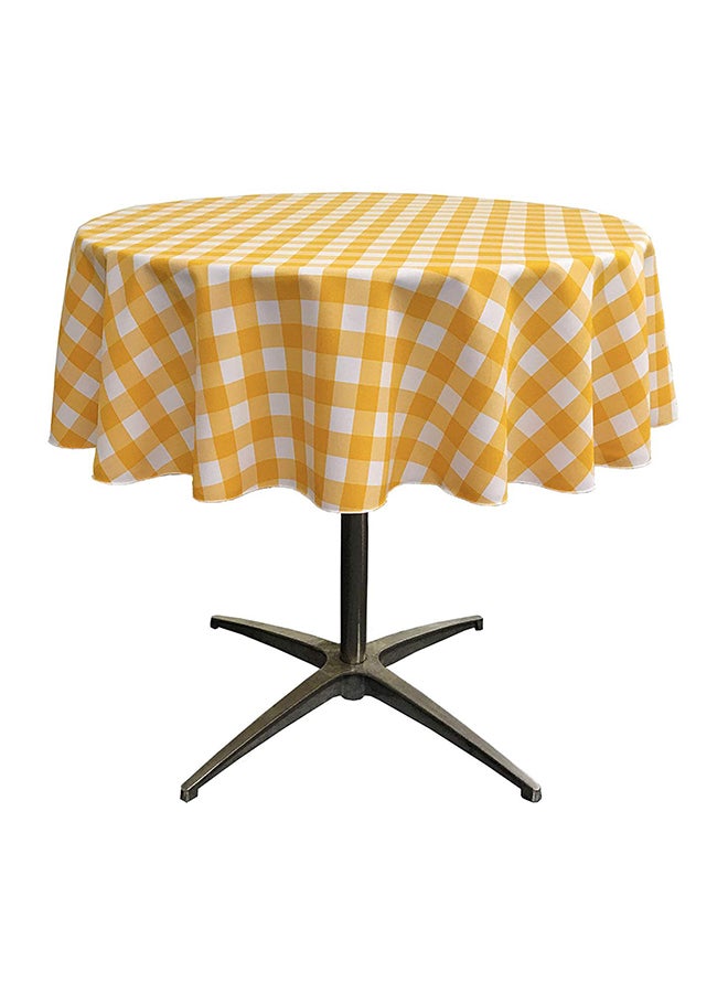 Poly Checkered Round Tablecloth Yellow/White 58 x 58 x 0.1inch