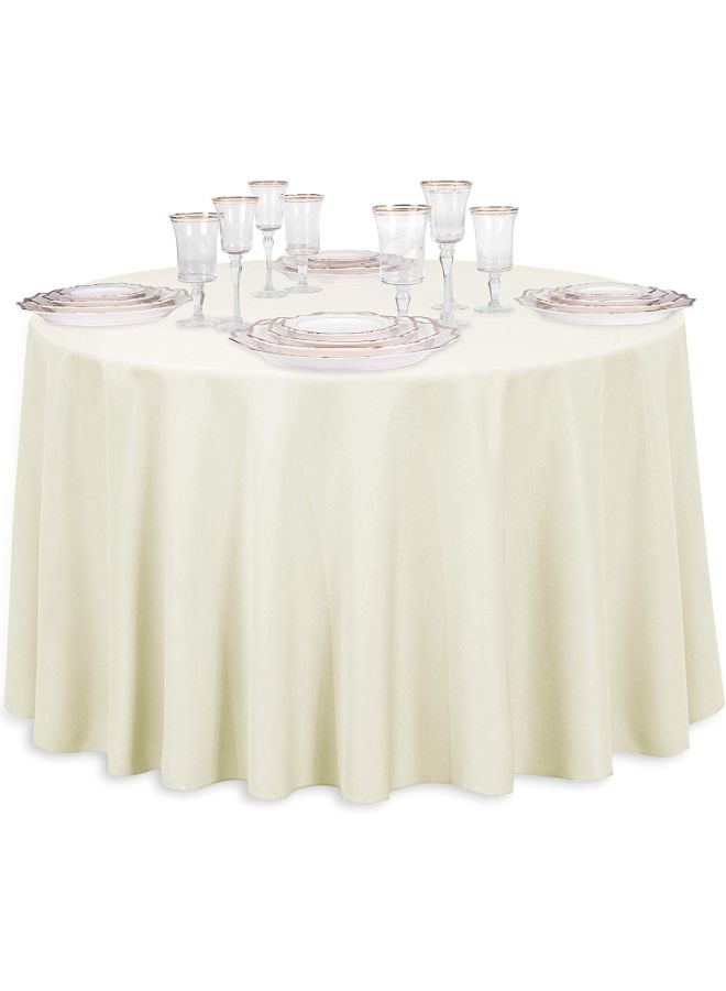 LinenTablecloth Solid Pattern Table Cloth Ivory 108inch  - Image 3