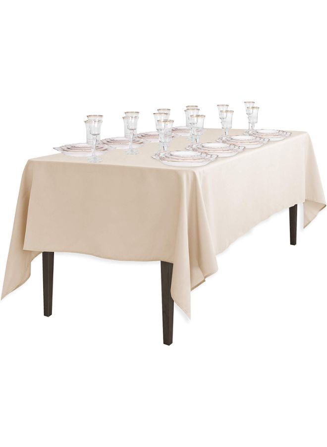 LinenTablecloth Solid Pattern Table Cloth Beige 60inch  - Image 3