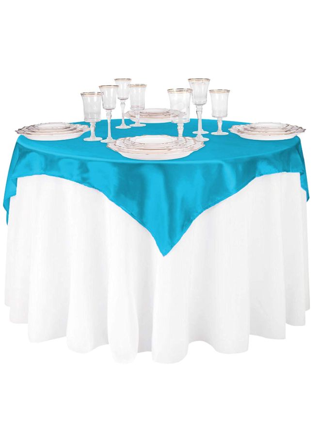 لينين تايبل كلوث Double Layer Pintuck Pattern Table Cloth Blue/White 60inch  - Image 3