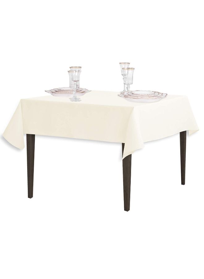 LinenTablecloth - Solid Pattern Table Cloth  54inch Polyester Squared Ivory 54inch - Image 1