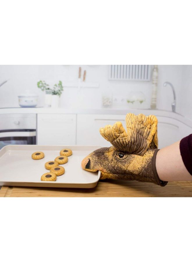 Boston Warehouse - Quilted Cotton Moose Oven Mitt Brown - Image 1