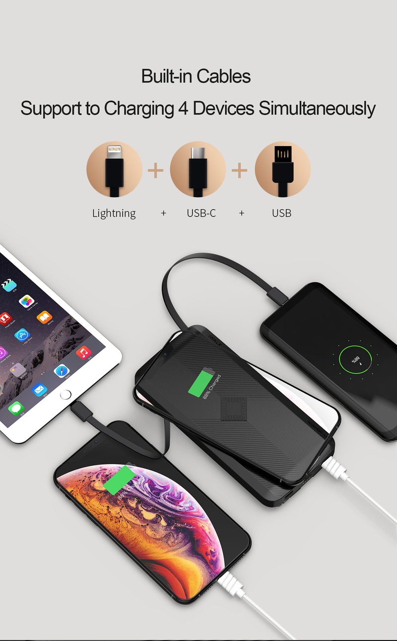 آيووك طقم باور بنك كومبو لاسلكي مكونّ من قطعتين 10000 مل أمبير و12000 مل أمبير أسود - Image 4