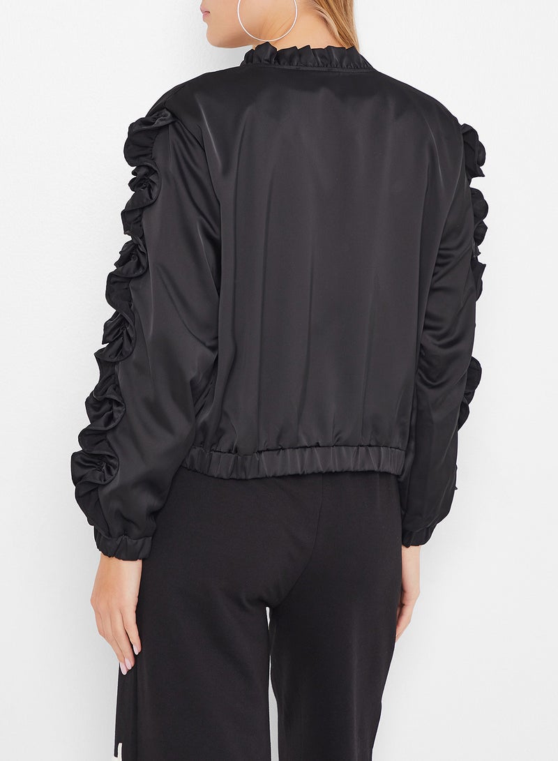 High Streets - Ruffle Detailed Jacket Black - Image 1