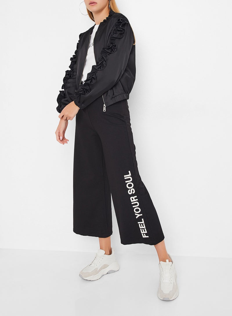 High Streets - Ruffle Detailed Jacket Black - Image 1