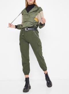 High Streets Colourblock Hooded Jacket Green  - Image 2
