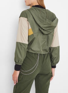 High Streets Colourblock Hooded Jacket Green  - Image 3
