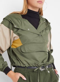 High Streets Colourblock Hooded Jacket Green  - Image 4