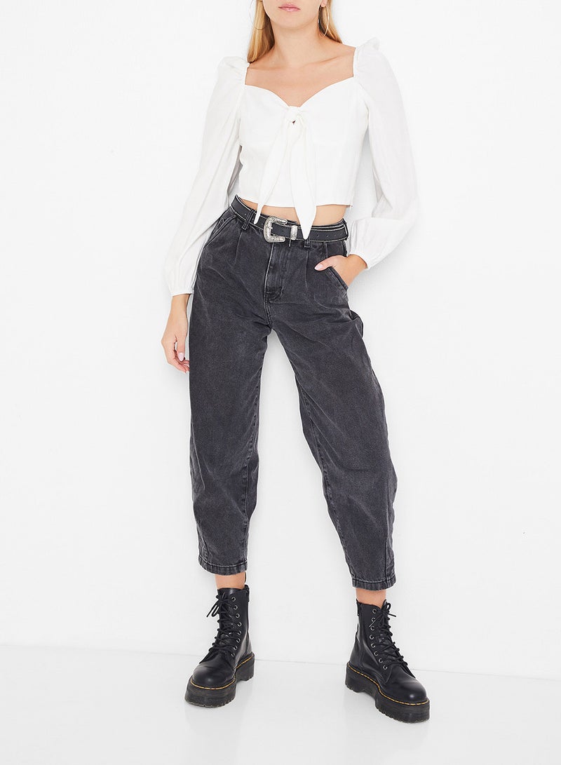 High Streets - Classic Style Puffed Sleeve Blouse White - Image 1