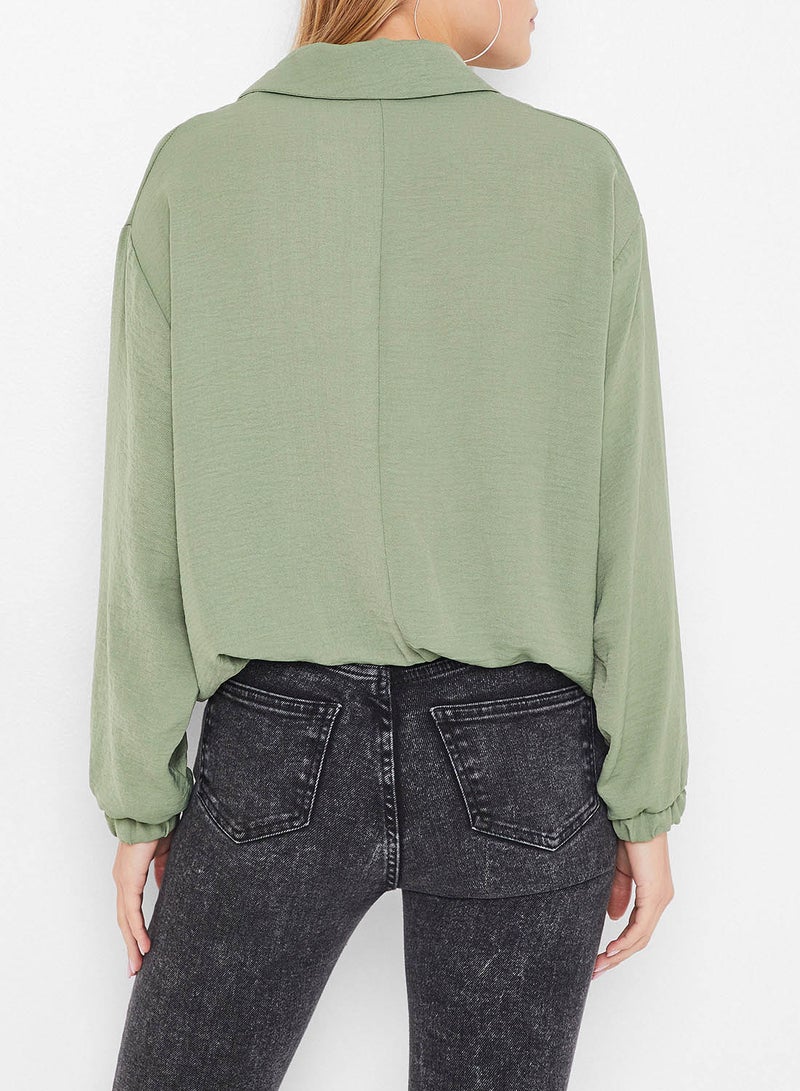 High Streets Pocket Detailed Blouse Green  - Image 3