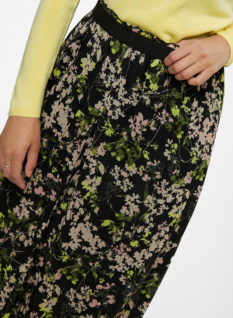 ONLY Floral Print Maxi Skirt Black - Image 4