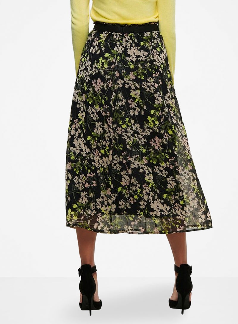 ONLY Floral Print Maxi Skirt Black - Image 3