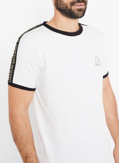 GOLDEN EQUATION Tape Detail Ringer T-Shirt White  - Image 4