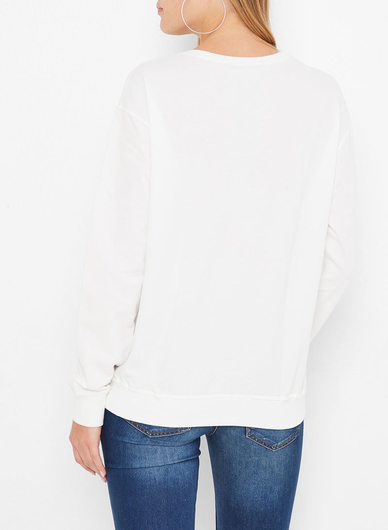 High Streets Sequin Detailed Sweatshirt White  - Image 3