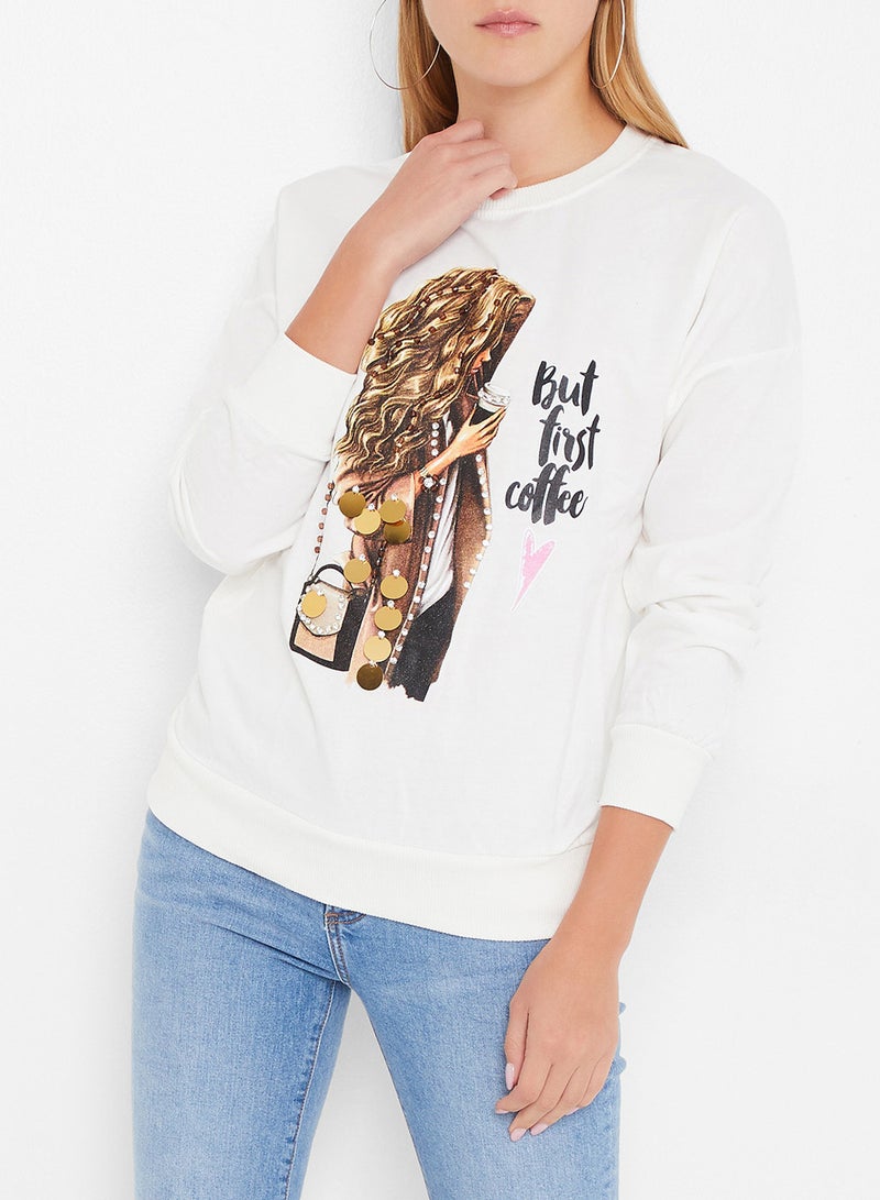 High Streets - Image Printed Sweatshirt Off-White - Image 1