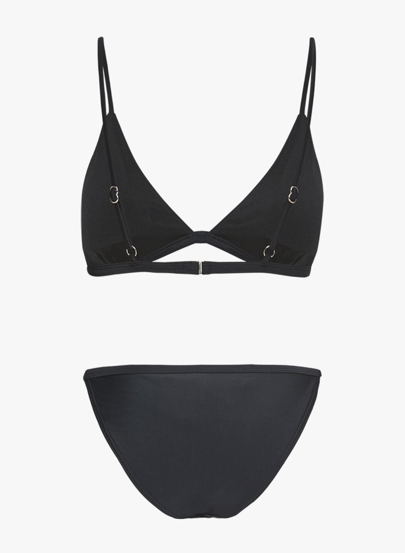 SOUTH BEACH - Floral Applique Detailed Bikini Black - Image 1