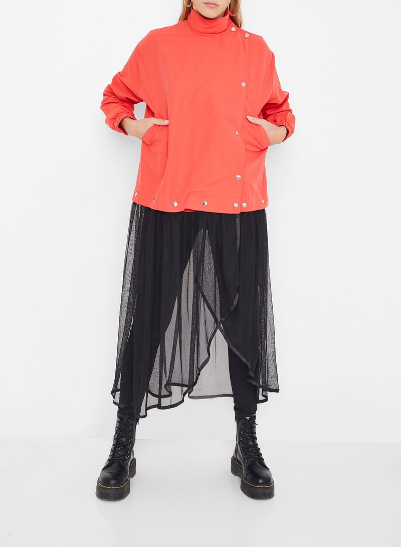 High Streets Tulle Detailed Jacket Orange/Black  - Image 2