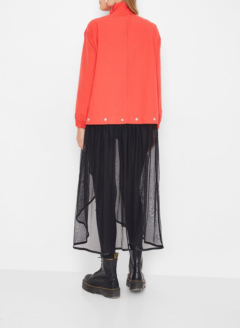 Tulle Detailed Jacket Orange/Black - v1576146678/N32547886V_3