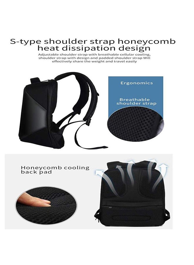 Crony Stylish Nylon Backpack Black/Blue - Image 2