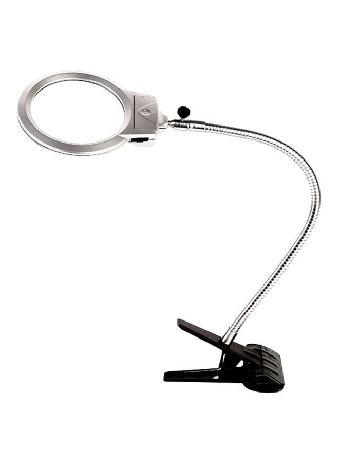 Generic Clip-On Table Top Desk LED Lamp Reading Magnifying Glass Black/Silver