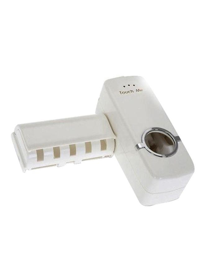 حامل فرش أسنان مع موزع معجون أسنان أبيض