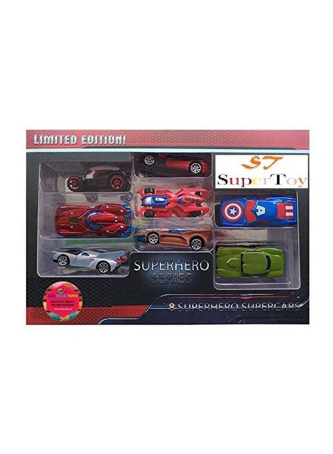 Super Toy 8-Piece Diecast Metal Superhero Cars Multicolour - Image 2