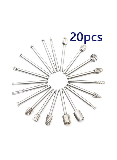 20-Piece Shank Hss Rotary Routing Bit Set silver 2*10*6cm