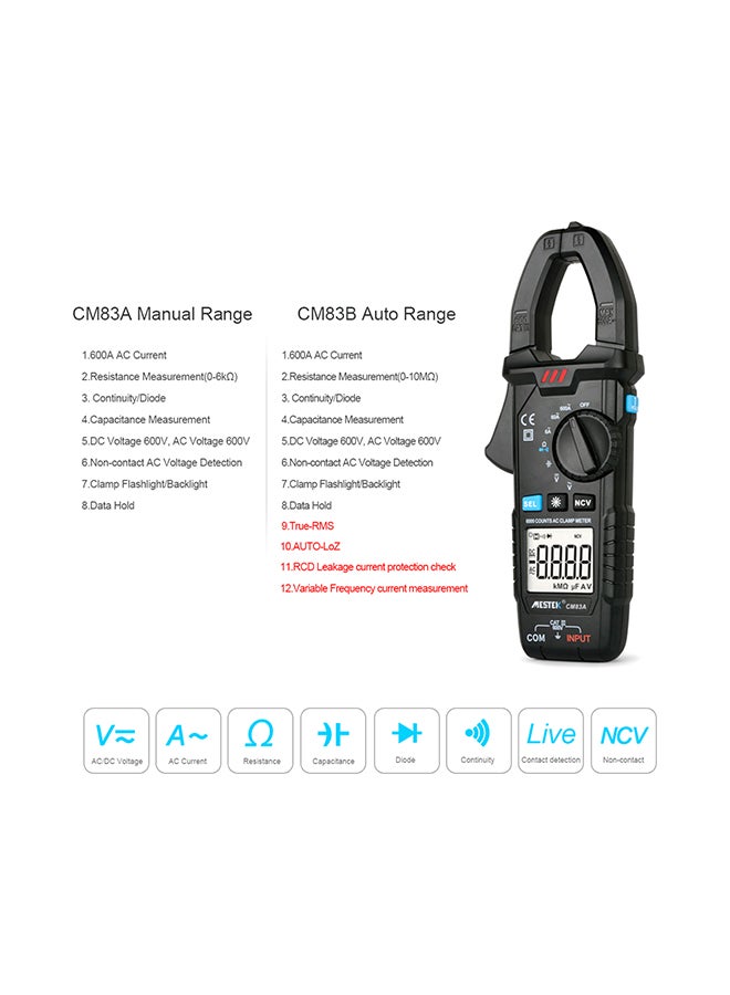 MESTEK Digital Clamp Meter black 20x3.50x7.50centimeter - Image 3