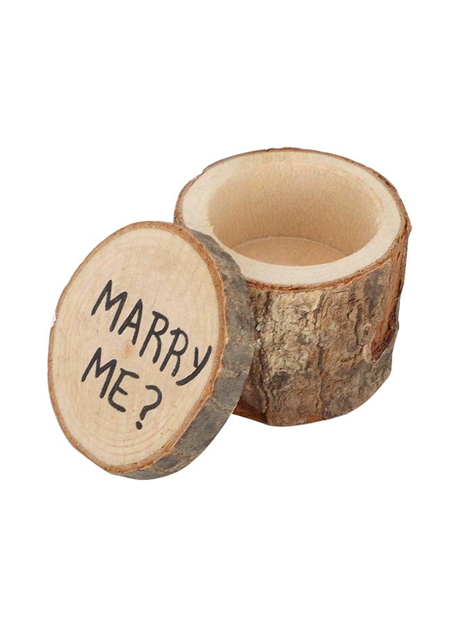 Wedding Ring Wooden Holder Shabby Box Beige - Image 1