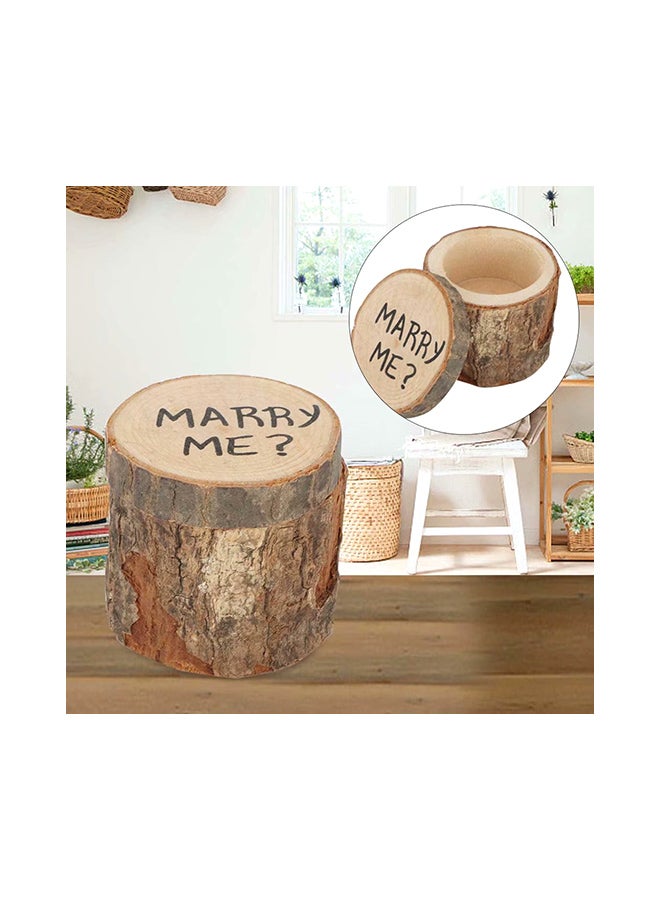 Wedding Ring Wooden Holder Shabby Box Beige - Image 2