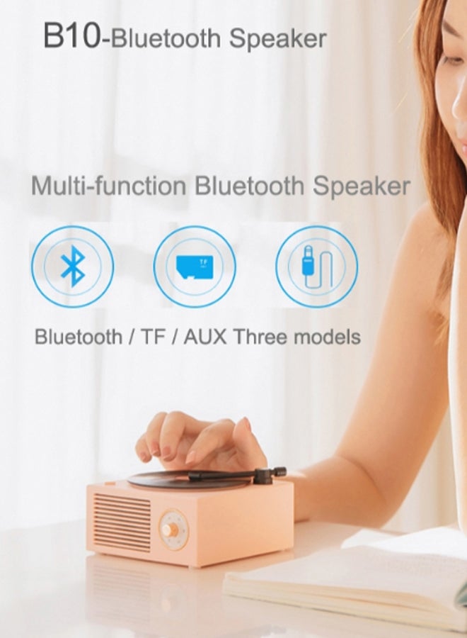 B10 Retro Vinyl Player Bluetooth Speaker Nordic Pink/Black  - Image 2