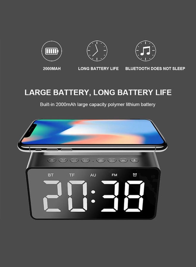 AEC - BT508 3-In-1 LED Alarm Clock Bluetooth Speaker Black - Image 1
